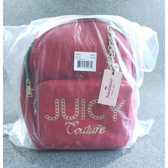 NWT Juicy Couture Lime Light Backpack CHILI RED 12Hx10Wx5D GOLD DETAILS - Picture 14 of 15